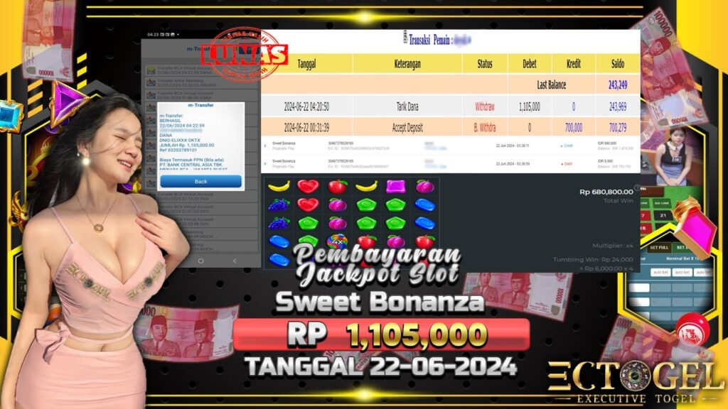 BUKTI JACKPOT SLOT SWEET BONANZA TERPERCAYA DI INDONESIA TGL 22-06-2024