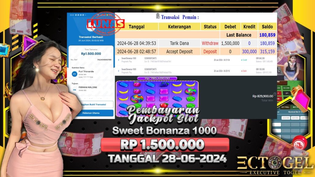 BUKTI JACKPOT SLOT SWEET BONANZA 1000 TERPERCAYA DI INDONESIA TGL 28-06-2024