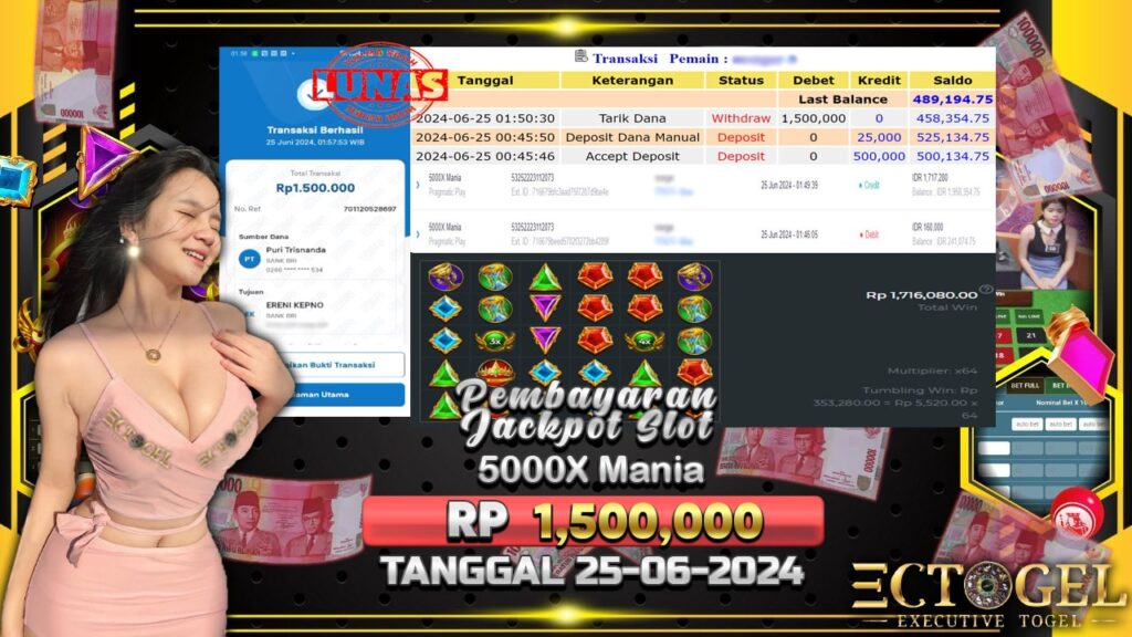 BUKTI JACKPOT SLOT 5000X MANIA TERPERCAYA DI INDONESIA TGL 25-06-2024