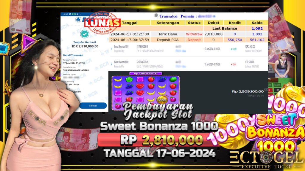 BUKTI JACKPOT SLOT SWEET BONANZA 1000 TERPERCAYA DI INDONESIA TGL 17-06-2024