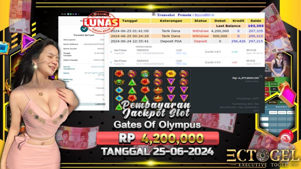 BUKTI JACKPOT SLOT GATES OF OLYMPUS TERPERCAYA DI INDONESIA TGL 25-06-2024