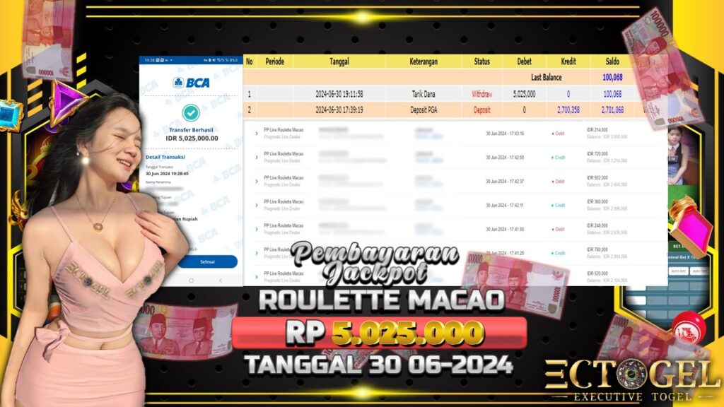 BUKTI JACKPOT LIVE ROULETTE MACAO TERPERCAYA DI INDONESIA TGL 30-06-2024