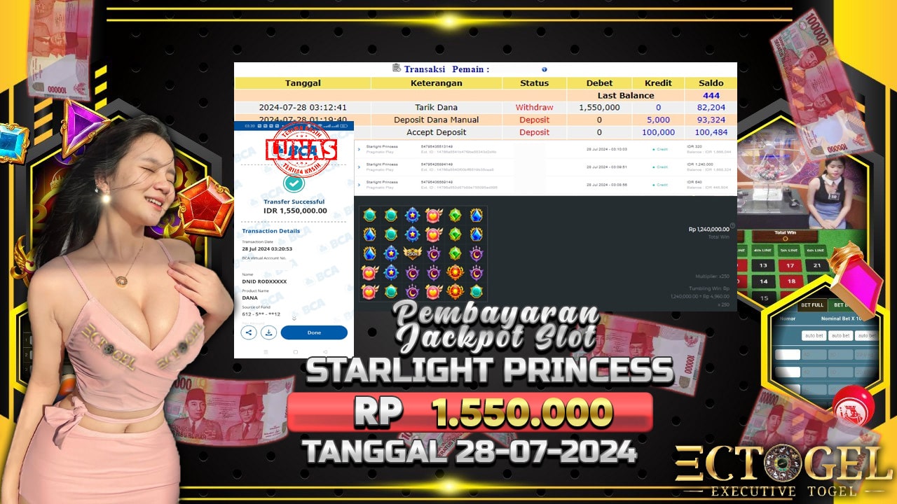 BUKTI JACKPOT SLOT STARLIGHT PRINCESS TERPERCAYA DI INDONESIA TGL 28-07-2024