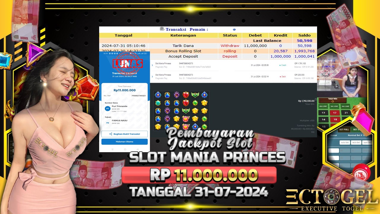 BUKTI JACKPOT SLOT SLOT MANIA PRINCESS TERPERCAYA DI INDONESIA TGL 31-07-2024