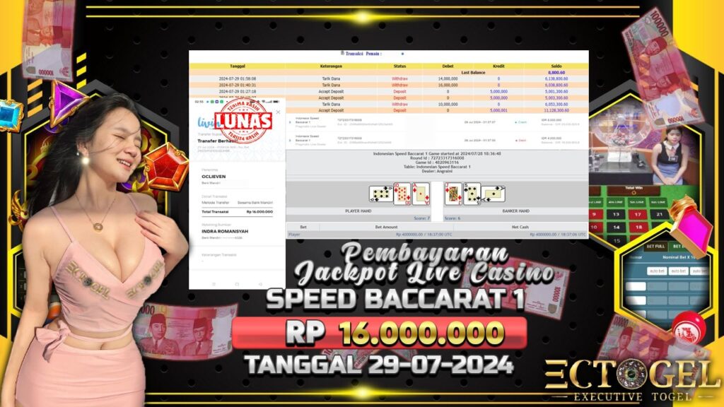 BUKTI JACKPOT SPEED BACCARAT 1 TERPERCAYA DI INDONESIA TGL 29-07-2024