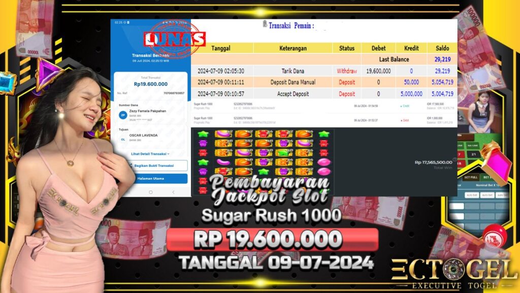 BUKTI JACKPOT SLOT SUGAR RUSH 1000 TERPERCAYA DI INDONESIA TGL 09-07-2024