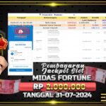 BUKTI JACKPOT SLOT MIDAS FORTUNE TERPERCAYA DI INDONESIA TGL 31-07-2024