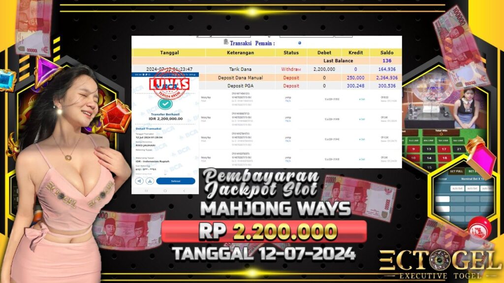 BUKTI JACKPOT SLOT MAHJONG WAYS TERPERCAYA DI INDONESIA TGL 12-07-2024