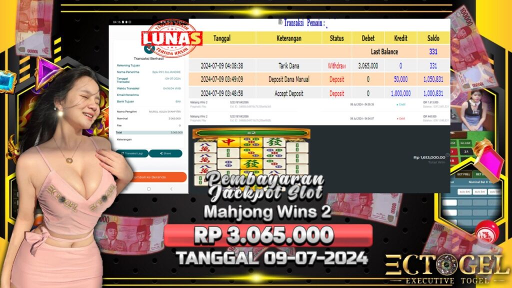 BUKTI JACKPOT SLOT MAHJONG WINS 2 TERPERCAYA DI INDONESIA TGL 09-07-2024