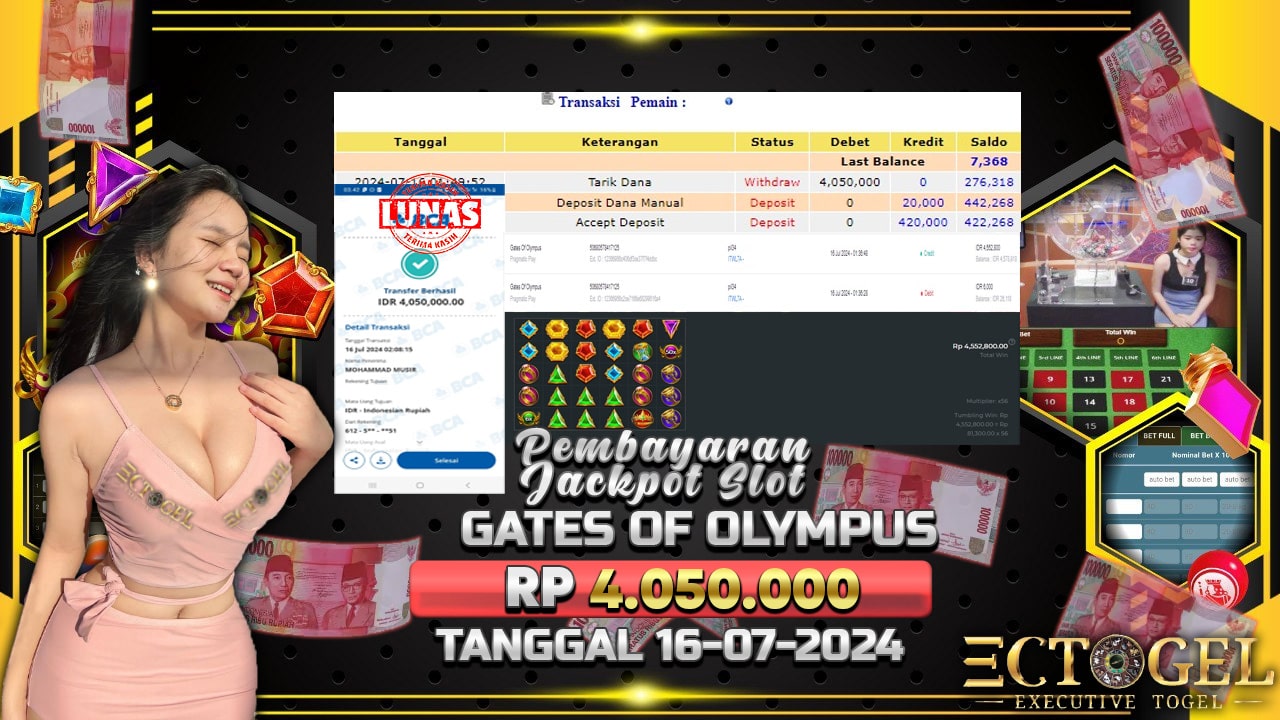 BUKTI JACKPOT SLOT GATES OF OLYMPUS TERPERCAYA DI INDONESIA TGL 16-07-2024