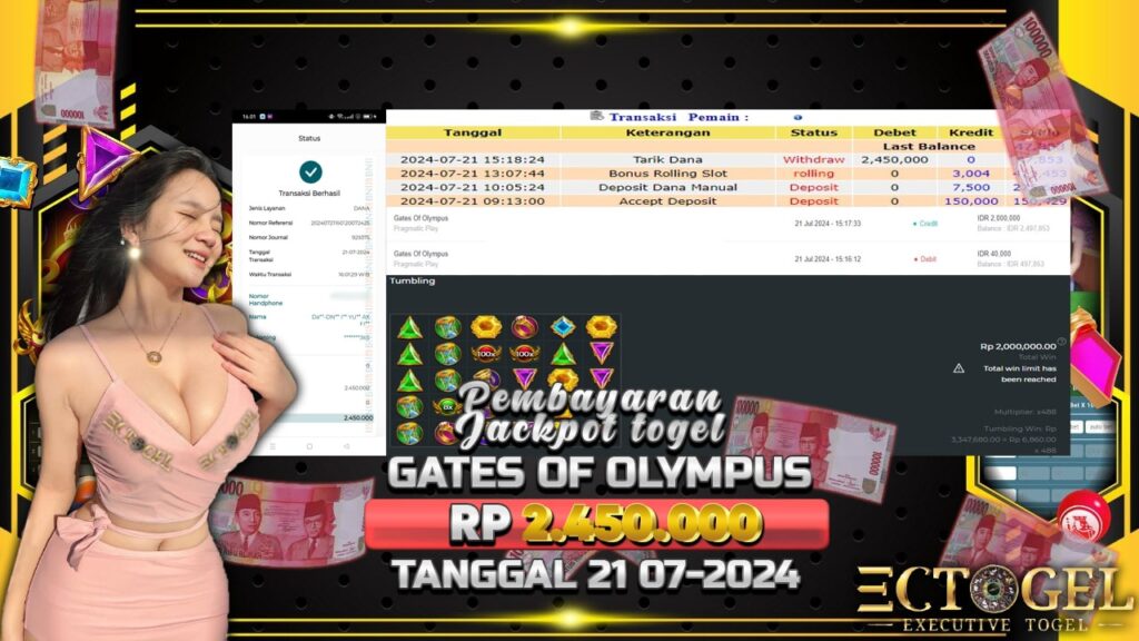 BUKTI JACKPOT SLOT GATES OF OLYMPUS TERPERCAYA DI INDONESIA TGL 21-07-2024