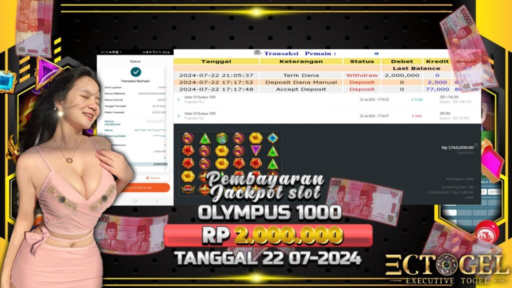 BUKTI JACKPOT SLOT GATES OF OLYMPUS 1000 TERPERCAYA DI INDONESIA TGL 22-07-2024