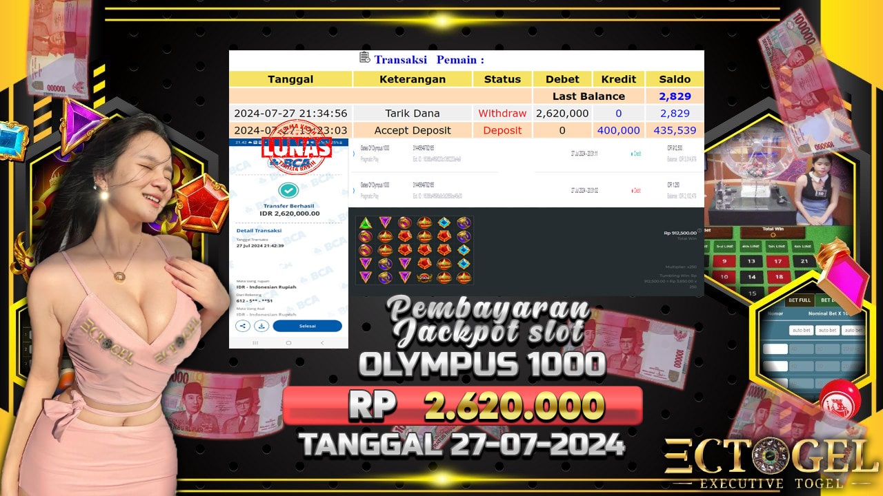 BUKTI JACKPOT SLOT GATES OF OLYMPUS TERPERCAYA DI INDONESIA TGL 27-07-2024