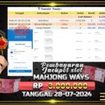 BUKTI JACKPOT SLOT MAHJONG WAYS TERPERCAYA DI INDONESIA TGL 28-07-2024