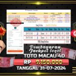 BUKTI JACKPOT TOGEL ONLINE TOTO MACAU 4D TERPERCAYA DI INDONESIA TGL 31-07-2024