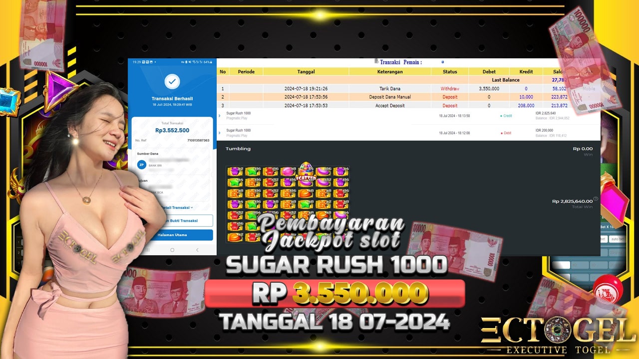 BUKTI JACKPOT SLOT SUGAR RUSH 1000 TERPERCAYA DI INDONESIA TGL 18-07-2024