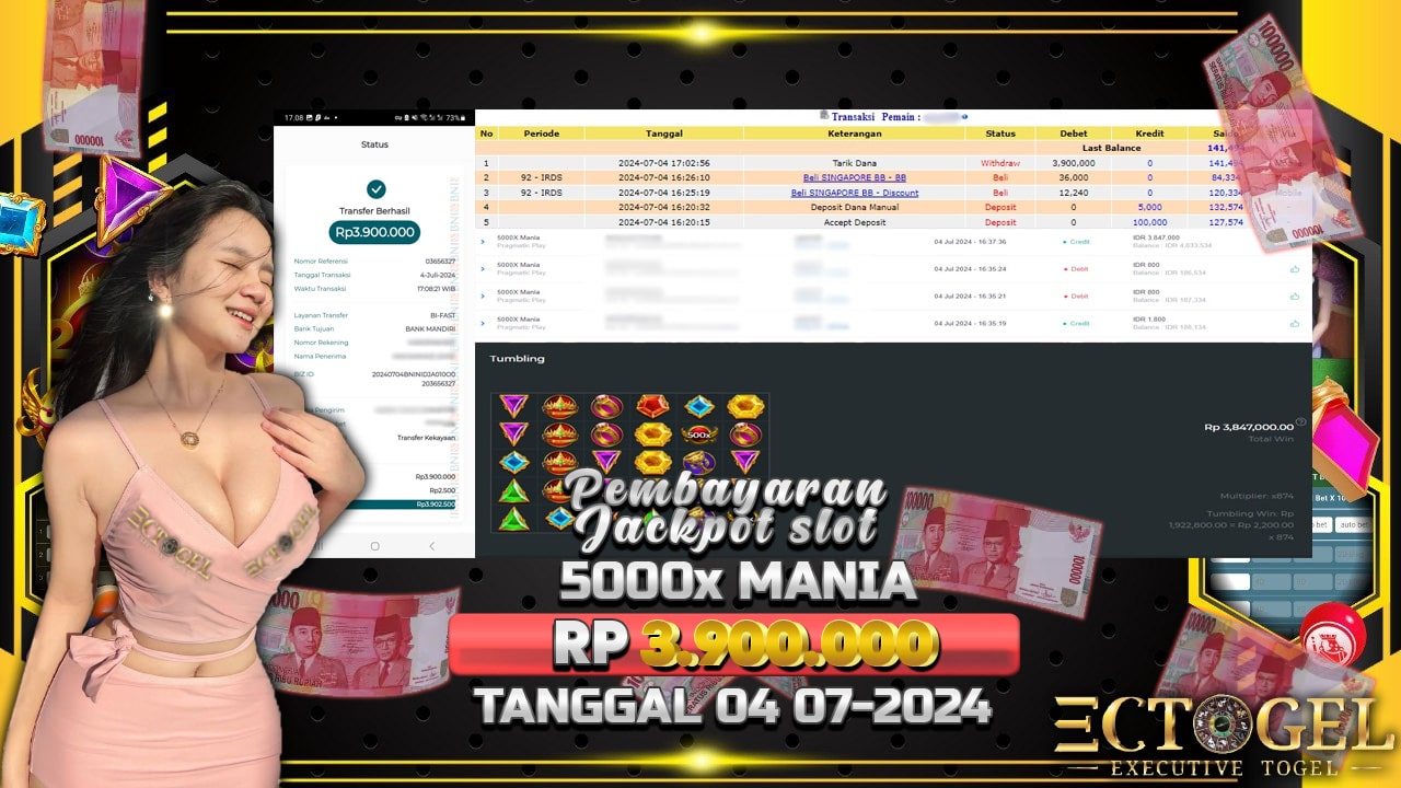 BUKTI JACKPOT SLOT 5000X MANIA TERPERCAYA DI INDONESIA TGL 04-07-2024