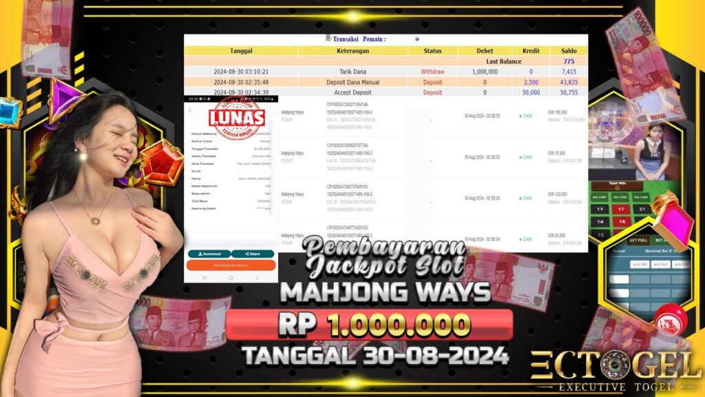 BUKTI JACKPOT SLOT MAHJONG WAYS TERPERCAYA DI INDONESIA TGL 30-08-2024