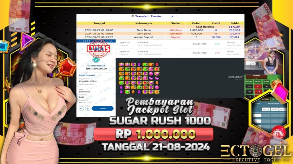 BUKTI JACKPOT SLOT SUGAR RUSH 1000 TERPERCAYA DI INDONESIA TGL 21-08-2024