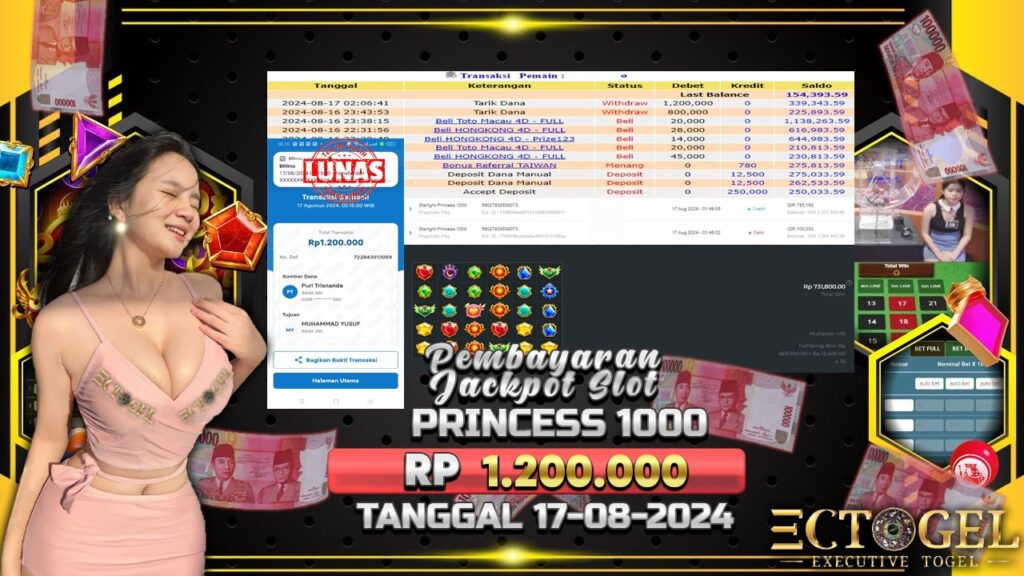 BUKTI JACKPOT SLOT STARLIGHT PRINCESS 1000 TERPERCAYA DI INDONESIA TGL 17-08-2024