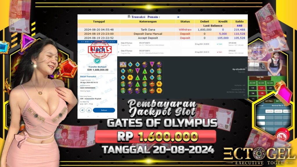 BUKTI JACKPOT SLOT GATES OF OLYMPUS TERPERCAYA DI INDONESIA TGL 20-08-2024