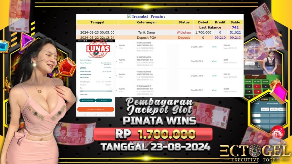 BUKTI JACKPOT SLOT PINATA WINS TERPERCAYA DI INDONESIA TGL 23-08-2024