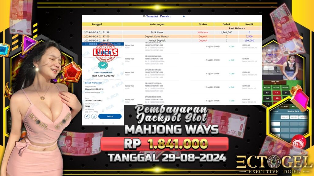 BUKTI JACKPOT SLOT MAHJONG WAYS TERPERCAYA DI INDONESIA TGL 29-08-2024