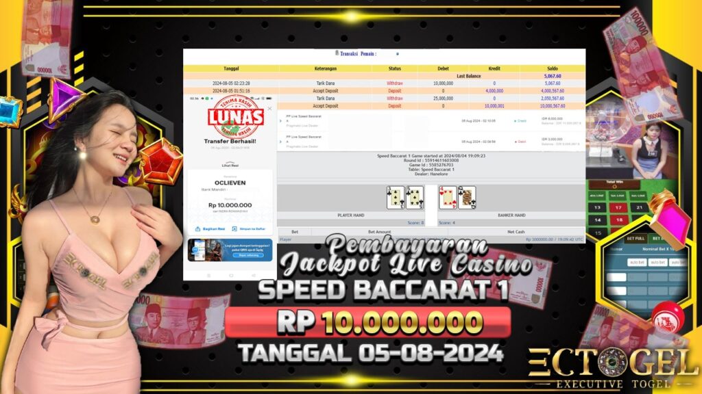 BUKTI JACKPOT SPEED BACCARAT 1 TERPERCAYA DI INDONESIA TGL 05-08-2024