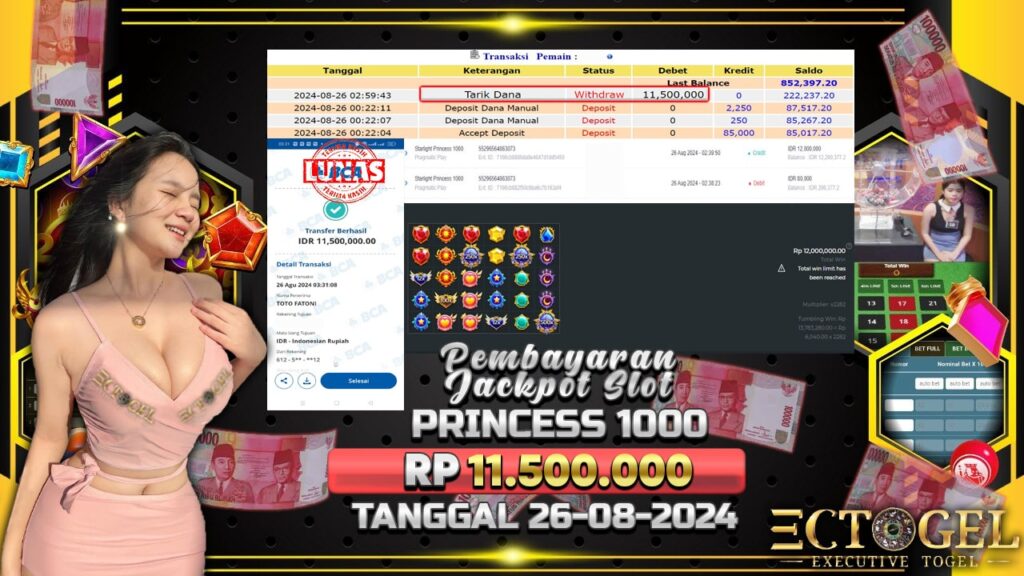 BUKTI JACKPOT SLOT STARLIGHT PRINCESS 1000 TERPERCAYA DI INDONESIA TGL 26-08-2024