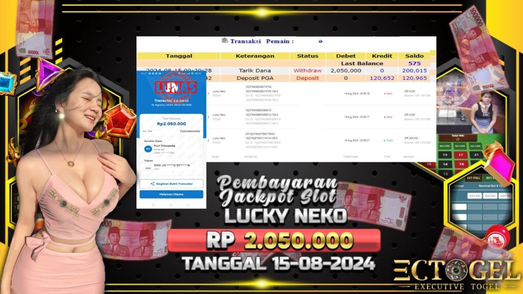 BUKTI JACKPOT SLOT LUCKY NEKO TERPERCAYA DI INDONESIA TGL 15-08-2024