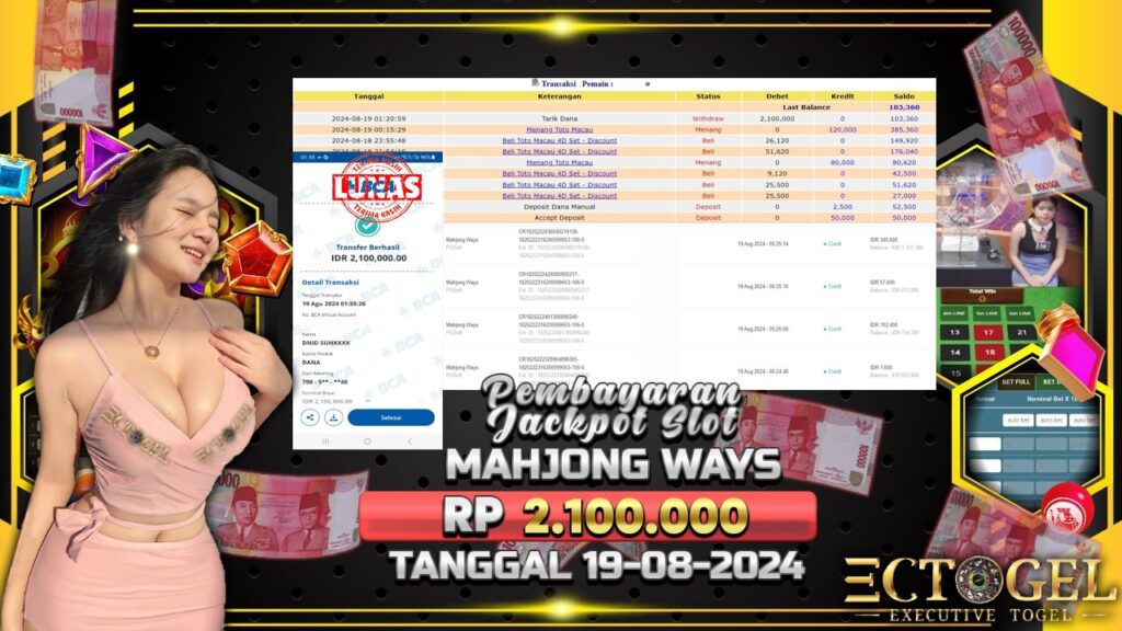 BUKTI JACKPOT SLOT MAHJONG WAYS TERPERCAYA DI INDONESIA TGL 19-08-2024