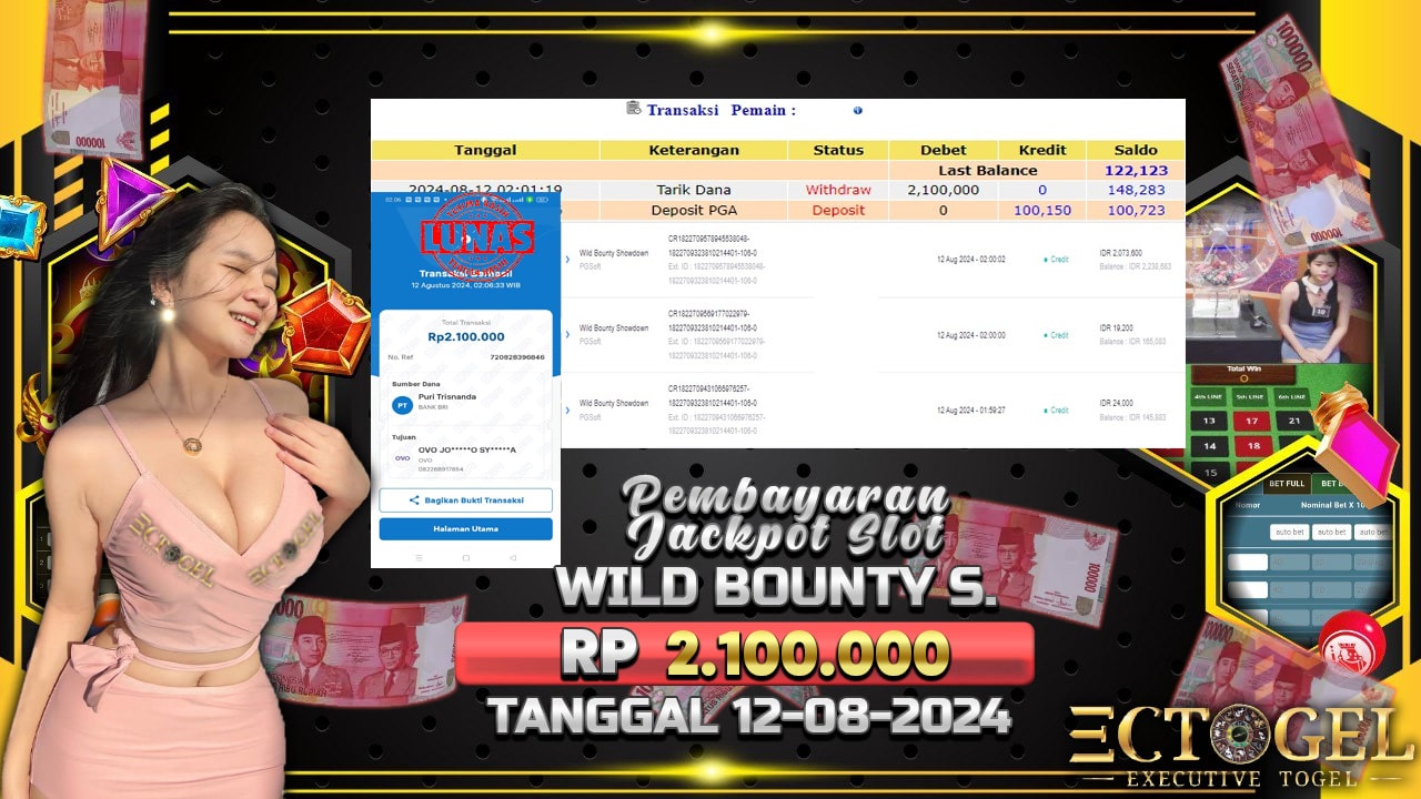 BUKTI JACKPOT SLOT WILD BOUNTY SHOWDOWN TERPERCAYA DI INDONESIA TGL 12-08-2024