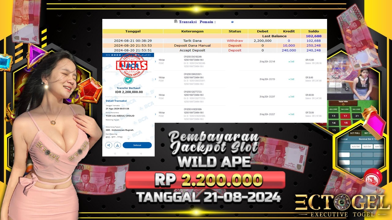 BUKTI JACKPOT SLOT WILD APE TERPERCAYA DI INDONESIA TGL 21-08-2024