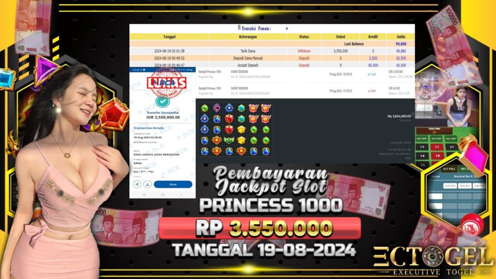 BUKTI JACKPOT SLOT STARLIGHT PRINCESS 1000 TERPERCAYA DI INDONESIA TGL 19-08-2024