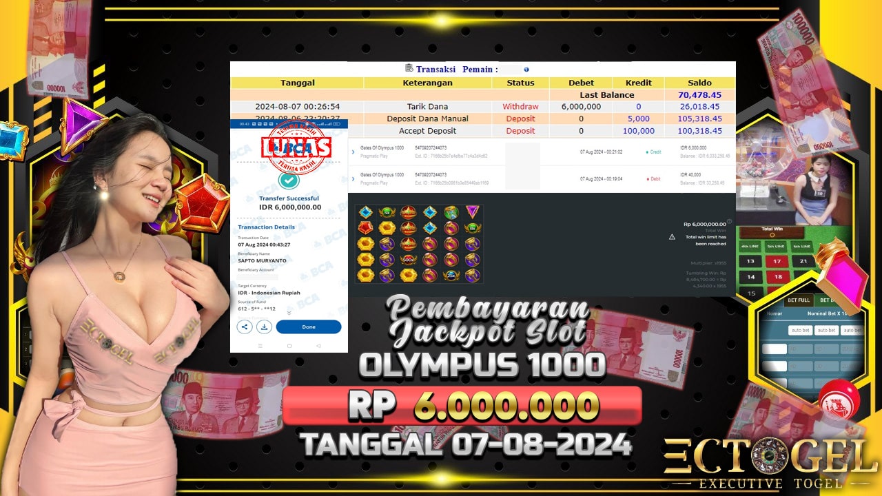 BUKTI JACKPOT SLOT GATES OF OLYMPUS 1000 TERPERCAYA DI INDONESIA TGL 07-08-2024