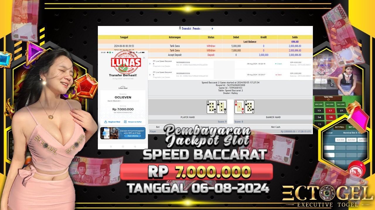 BUKTI JACKPOT SPEED BACCARAT TERPERCAYA DI INDONESIA TGL 06-08-2024