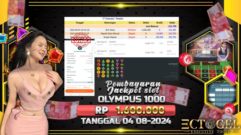 BUKTI JACKPOT SLOT GATES OF OLYMPUS TERPERCAYA DI INDONESIA TGL 04-08-2024