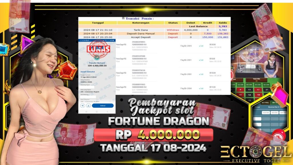 BUKTI JACKPOT SLOT FORTUNE DRAGON TERPERCAYA DI INDONESIA TGL 17-08-2024