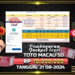 BUKTI JACKPOT TOGEL ONLINE TOTO MACAU 5D TERPERCAYA DI INDONESIA TGL 21-08-2024