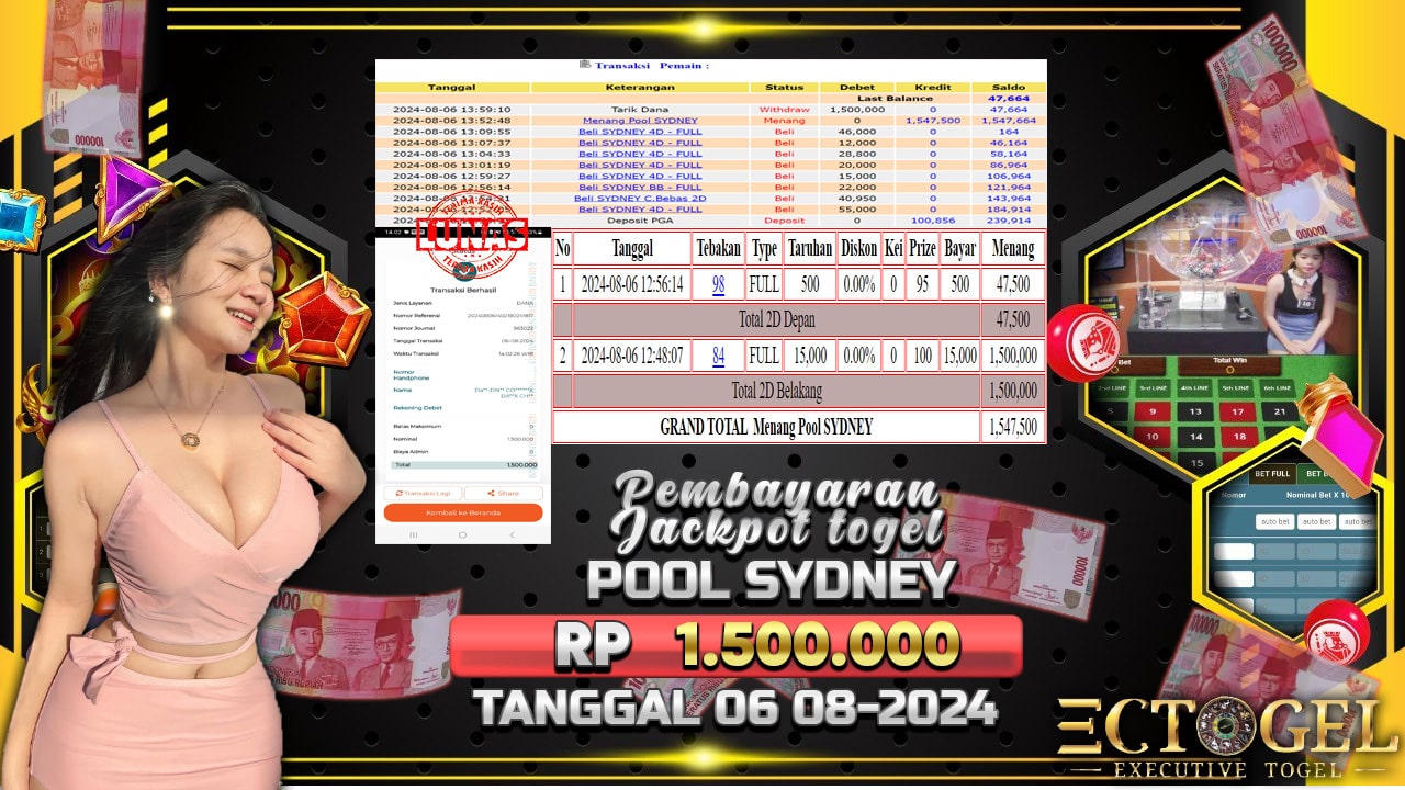 BUKTI JACKPOT TOGEL ONLINE POOL SYDNEY TERPERCAYA DI INDONESIA TGL 06-08-2024