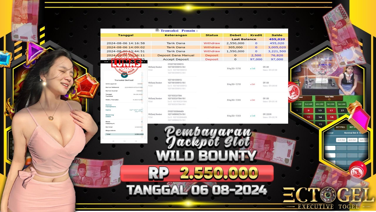 BUKTI JACKPOT SLOT WILD BOUNTY SHOWDOWN TERPERCAYA DI INDONESIA TGL 06-08-2024