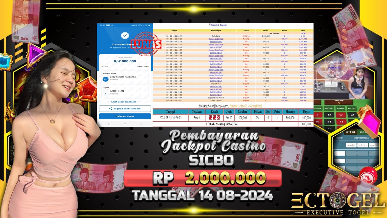 BUKTI JACKPOT LIVE CASINO SICBO TERPERCAYA DI INDONESIA TGL 14-08-2024