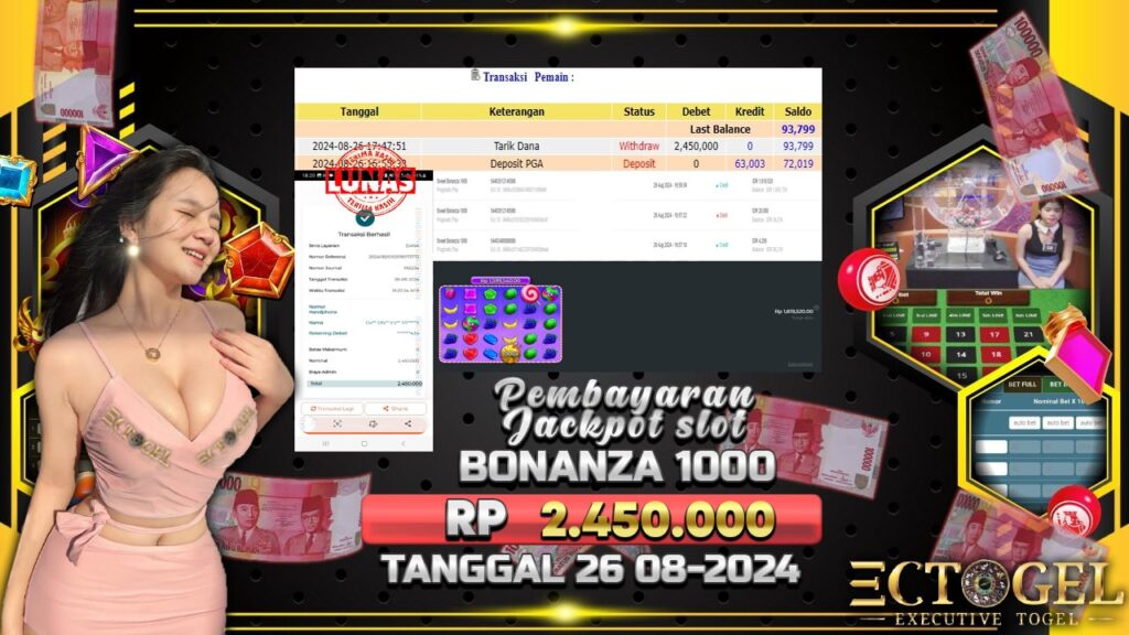 BUKTI JACKPOT SLOT SWEET BONANZA 1000 TERPERCAYA DI INDONESIA TGL 26-08-2024