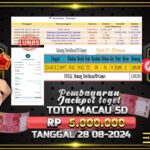 BUKTI JACKPOT TOGEL ONLINE TOTO MACAU 5D TERPERCAYA DI INDONESIA TGL 28-08-2024