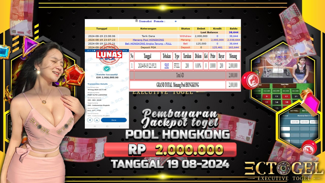 BUKTI JACKPOT TOGEL ONLINE POOL HONGKONG TERPERCAYA DI INDONESIA TGL 19-08-2024