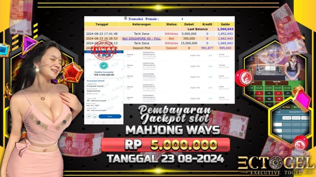 BUKTI JACKPOT SLOT MAHJONG WAYS TERPERCAYA DI INDONESIA TGL 23-08-2024