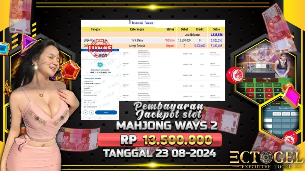 BUKTI JACKPOT SLOT MAHJONG WAYS 2 TERPERCAYA DI INDONESIA TGL 23-08-2024