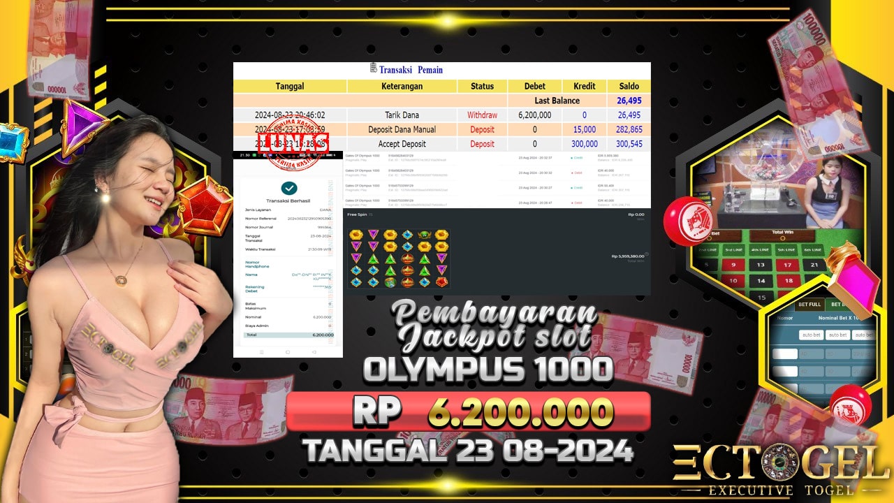 BUKTI JACKPOT SLOT GATES OF OLYMPUS 1000 TERPERCAYA DI INDONESIA TGL 23-08-2024