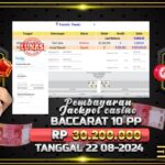 BUKTI JACKPOT LIVE CASINO BACCARAT TERPERCAYA DI INDONESIA TGL 22-08-2024