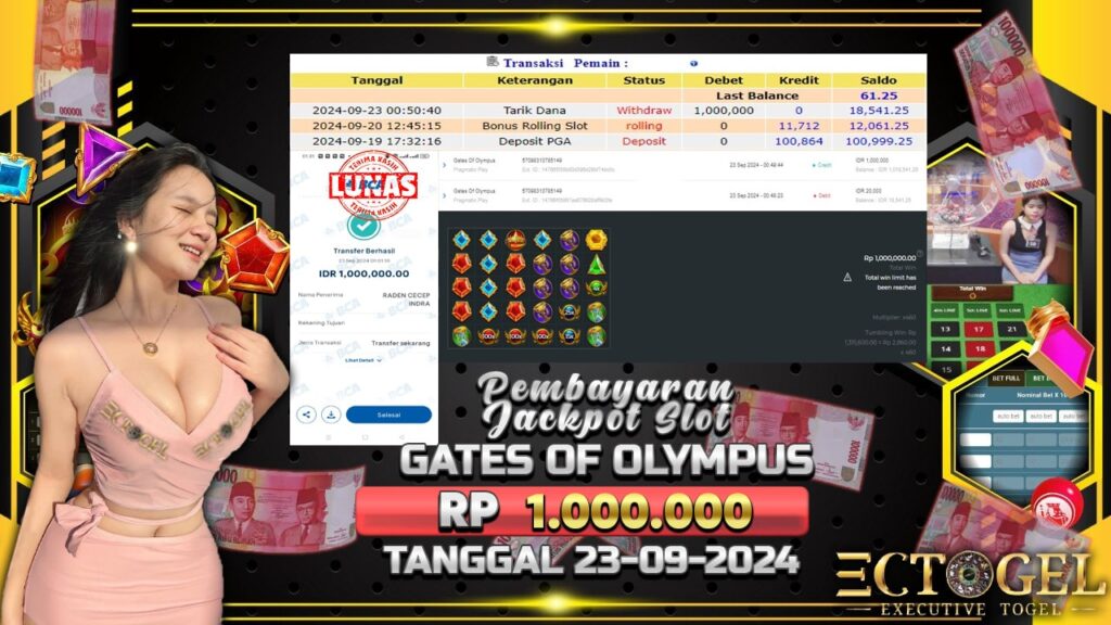 BUKTI JACKPOT SLOT GATES OF OLYMPUS TERPERCAYA DI INDONESIA TGL 23-09-2024